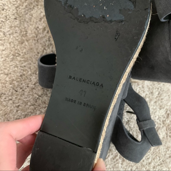 Balenciaga Charcoal Grey Suede Wedges - Picture 9 of 10